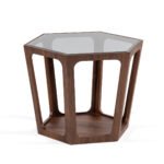 Table d'appoint hexagonale en bois de noyer