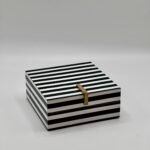 Coffre à bijoux carré noir/blanc gm