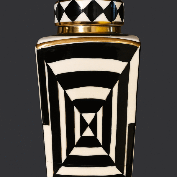 Vase en ceramique noir/blanc gm