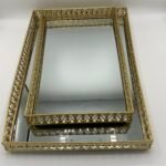 Plateau mirroir rectangulaires dore