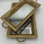 Set de 2 plateaux décoratifs – Miroir & métal doré