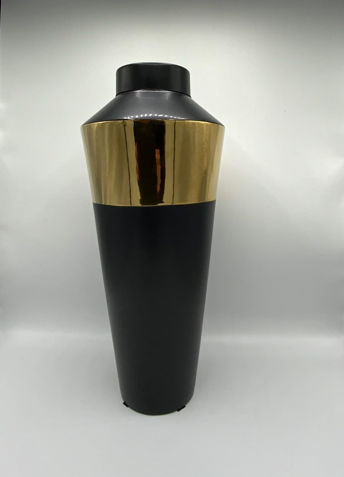 Vase Élancé Noir Mat & Doré – Image 1