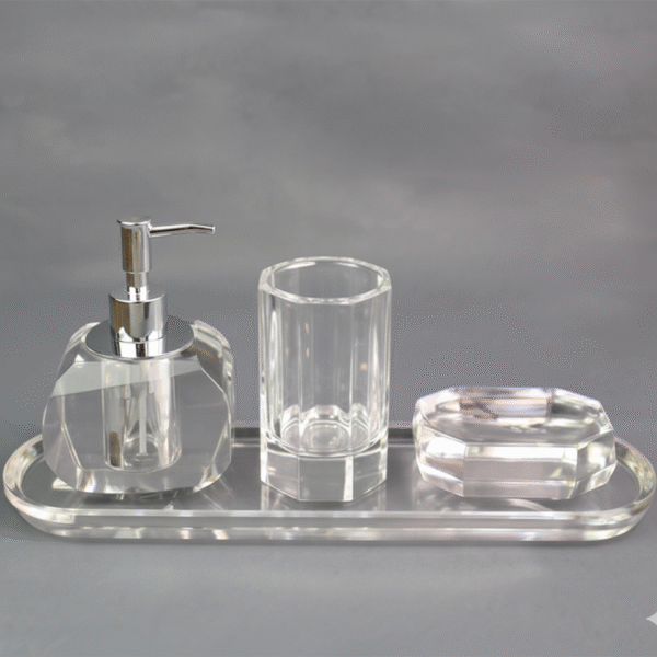 Set de bain transparent en cristal