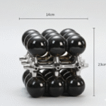 Sculpture géométrique moderne – Noir, argent