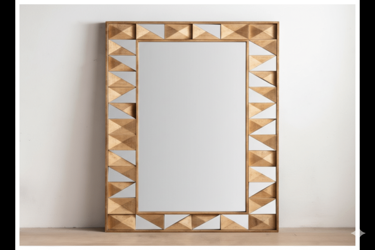 Miroir rectangulaire en bois – Image 1