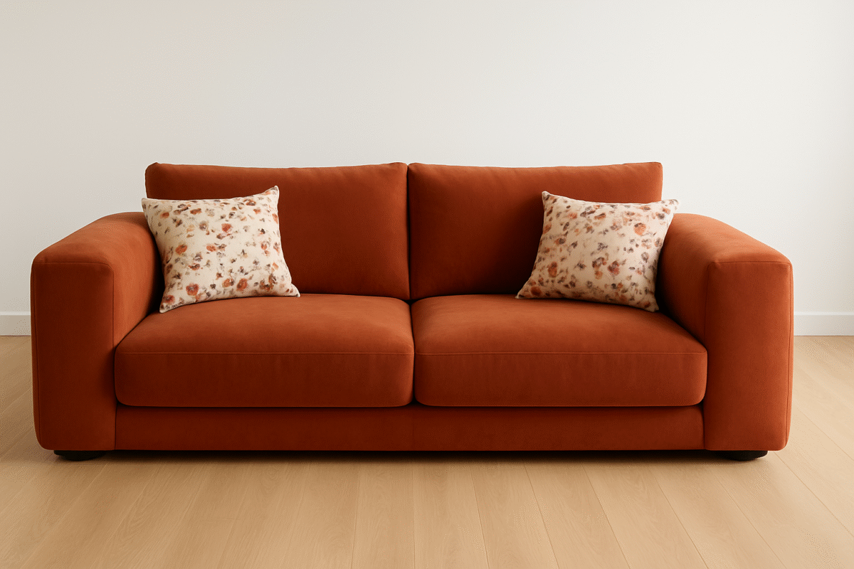 Canapé velours terracotta – Image 1