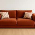 Canapé velours terracotta