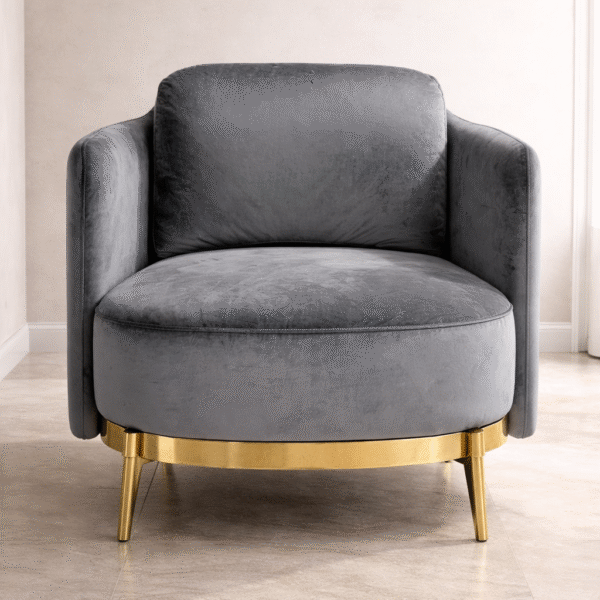 Fauteuil en velours gris